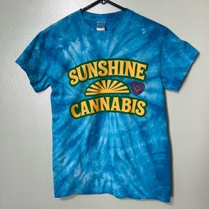 Blue Tie-Dye Sunshine Cannabis T-Shirt cotton unisex